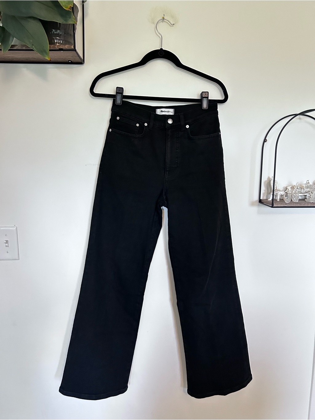 Madewell The Wide-Leg Jean In Super Stretch Denim Black Frost Size 26